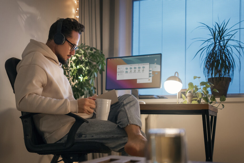 person home working late night